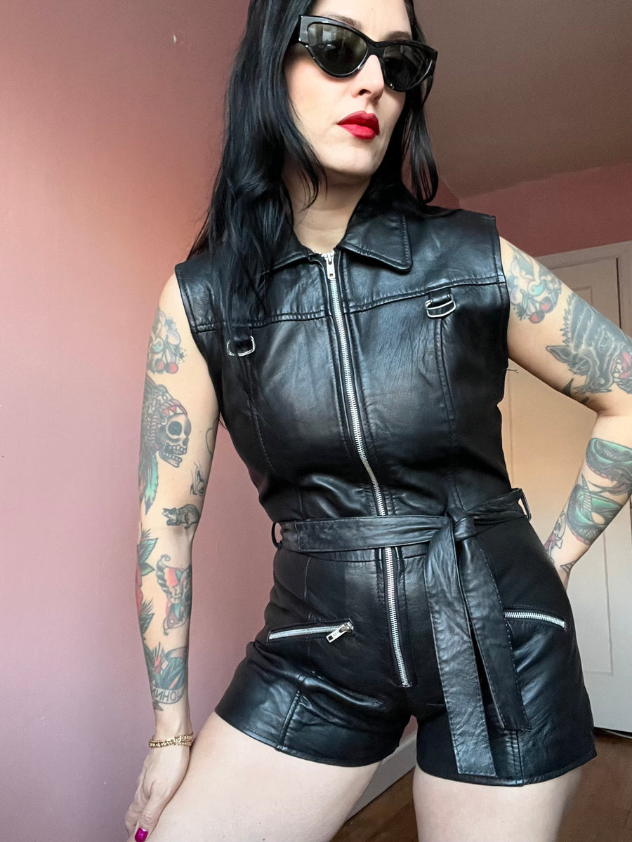 Vintage Leather Zip Romper – The Nightshift