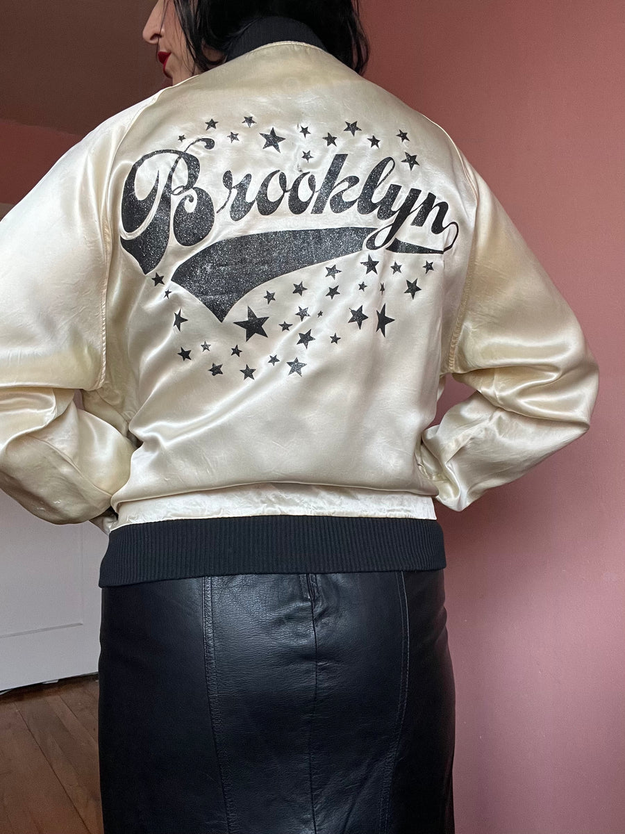 23SS/NY CHAPTER SATIN JACKET　Nylon Vintage 80s Nu Skin Satin Varsity Jacket • Official Tag