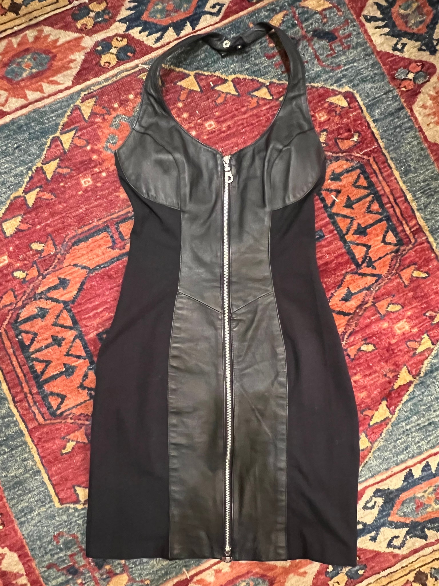 chinese dress ladies 80s Leather Zip dress – The Nightshift