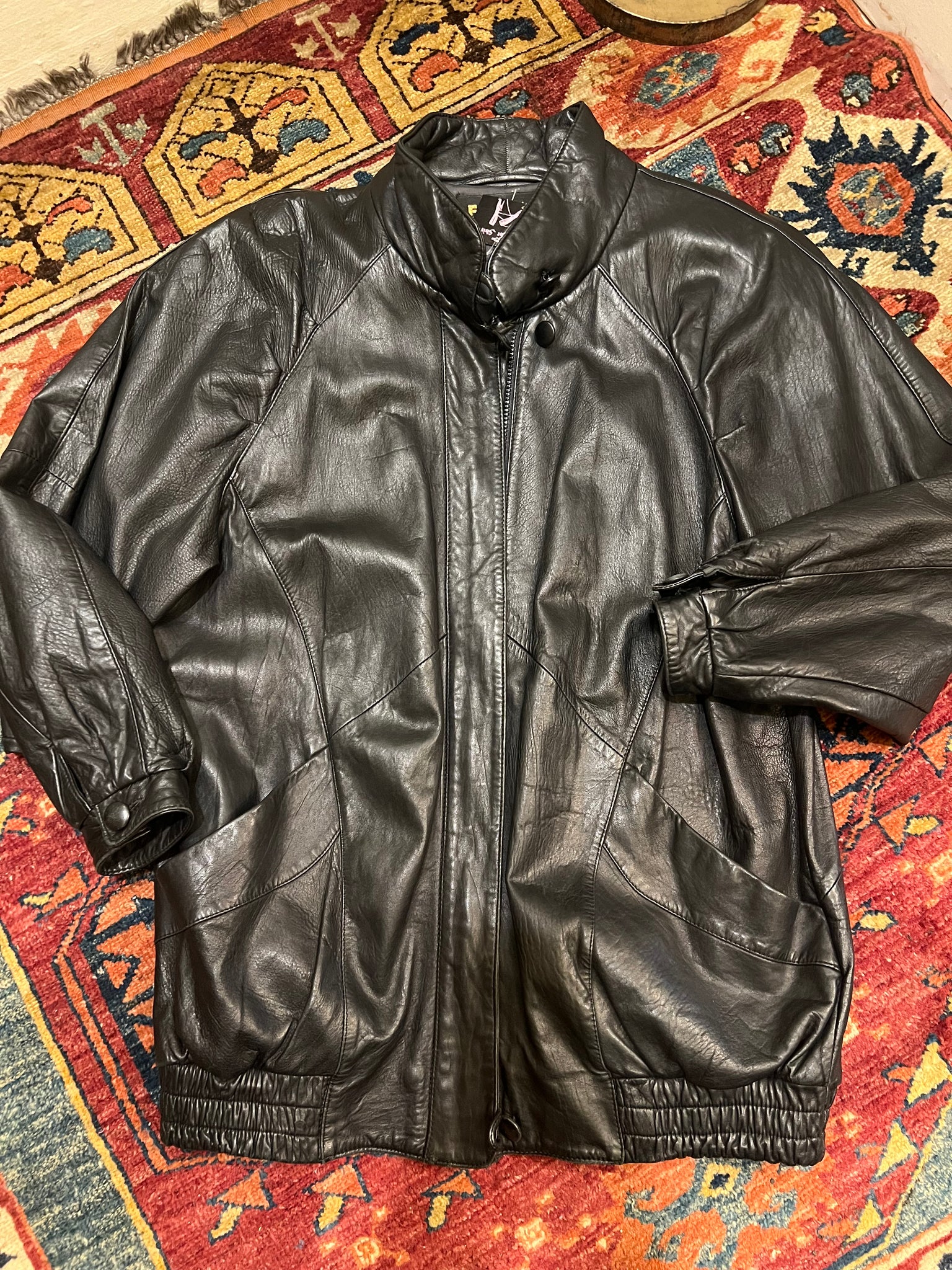 80s short real leather bomber blouson xy A.N.G.E.L.O. Vintage Cult