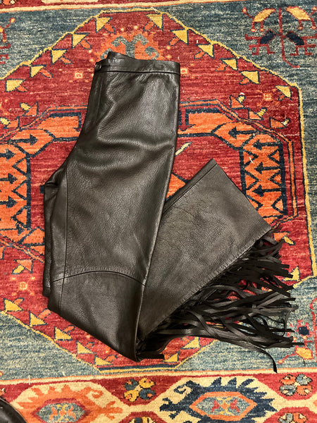 Fringe leather pants
