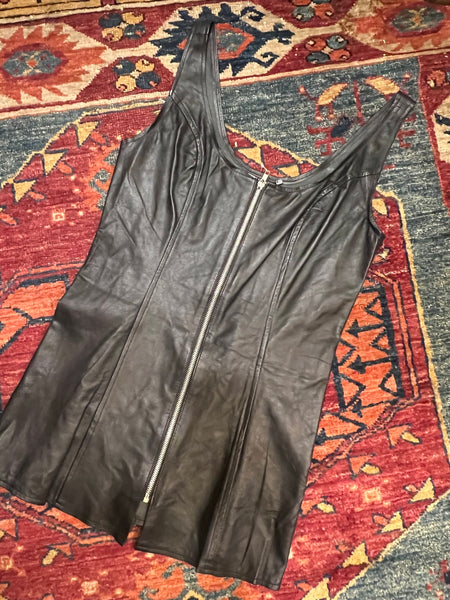 Deadstock 90s Leather zip dress