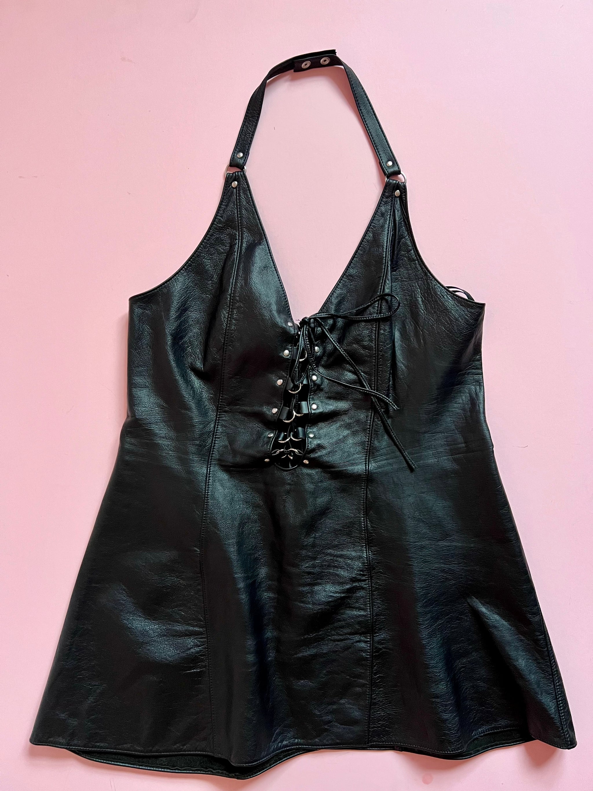 90s Leather Lace Up Dress The Nightshift 90s Leather Lace Up Dress The Nightshift
