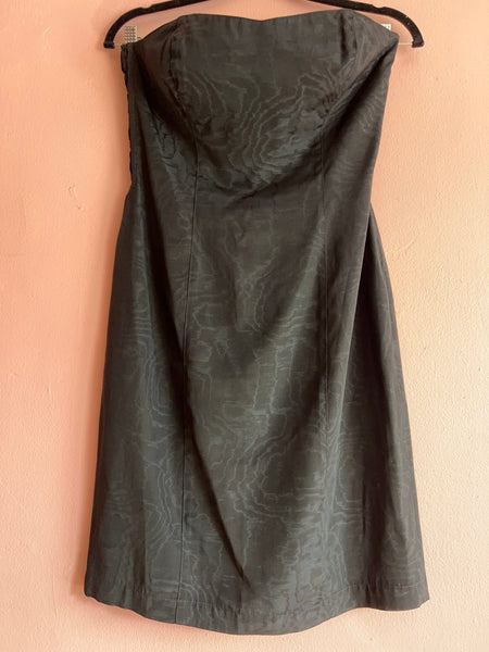80s Black Moiré Strapless dress - The Nightshift