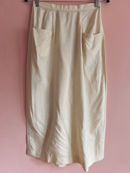80s cream SILK skirt - The Nightshift