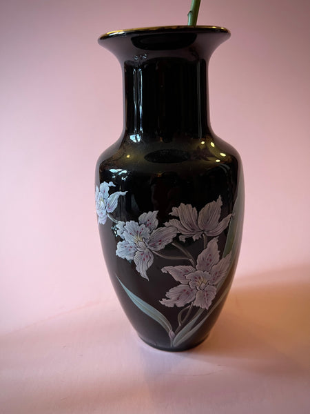 Black floral vase