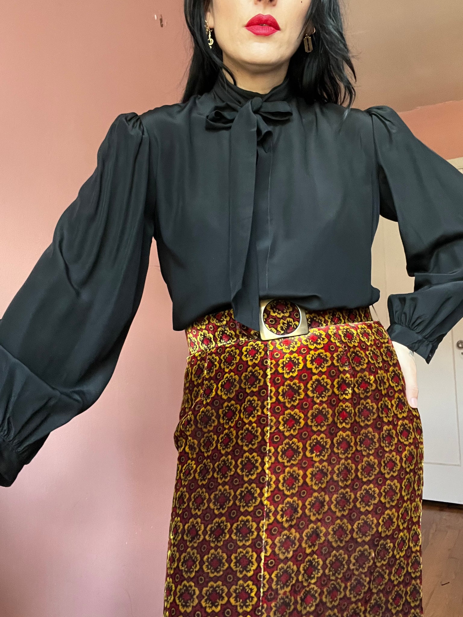 80s Silk Bow Blouse - Main Image