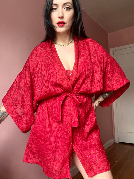 80s Lucie Ann Red Nightie SET