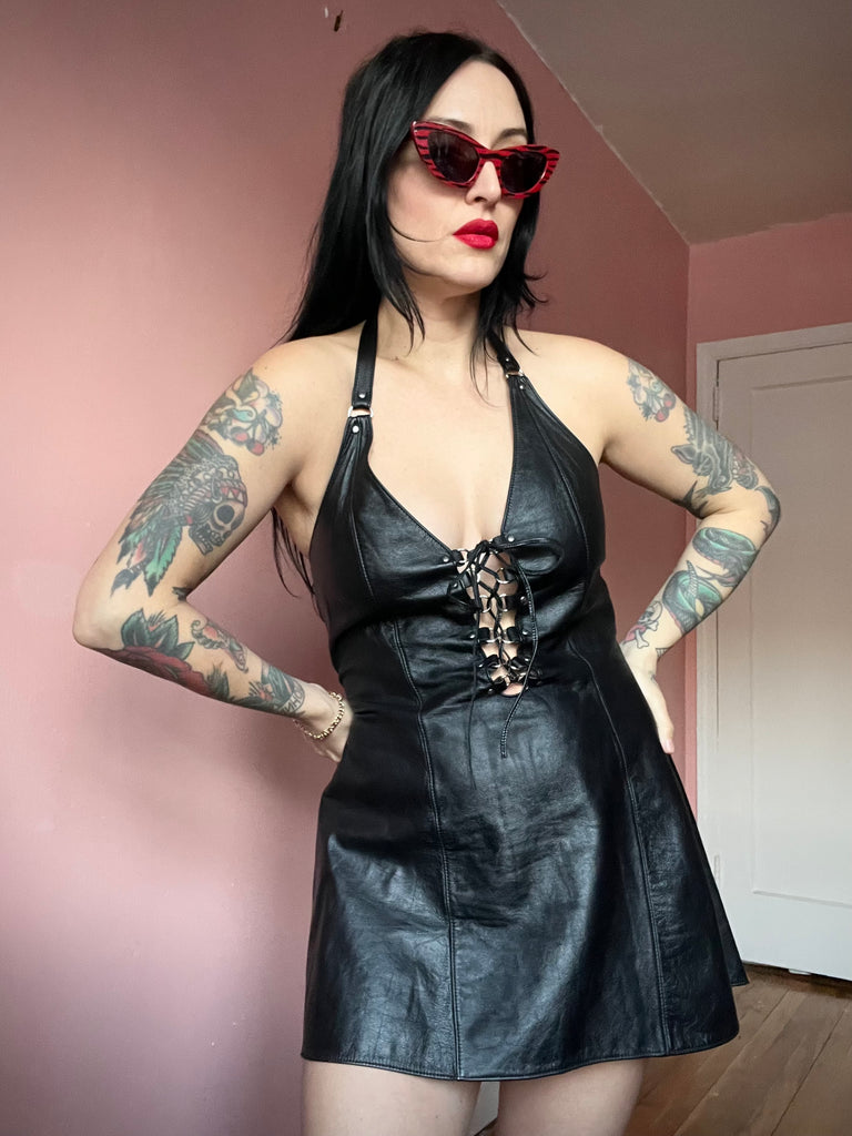 90s Leather Lace Up Dress The Nightshift 90s Leather Lace Up Dress The Nightshift