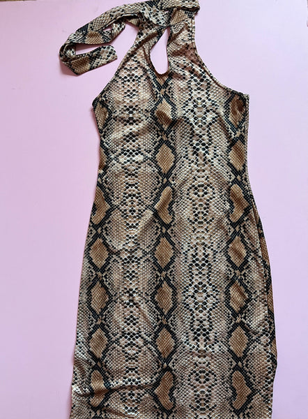 90s Snakeskin Keyhole Bodycon