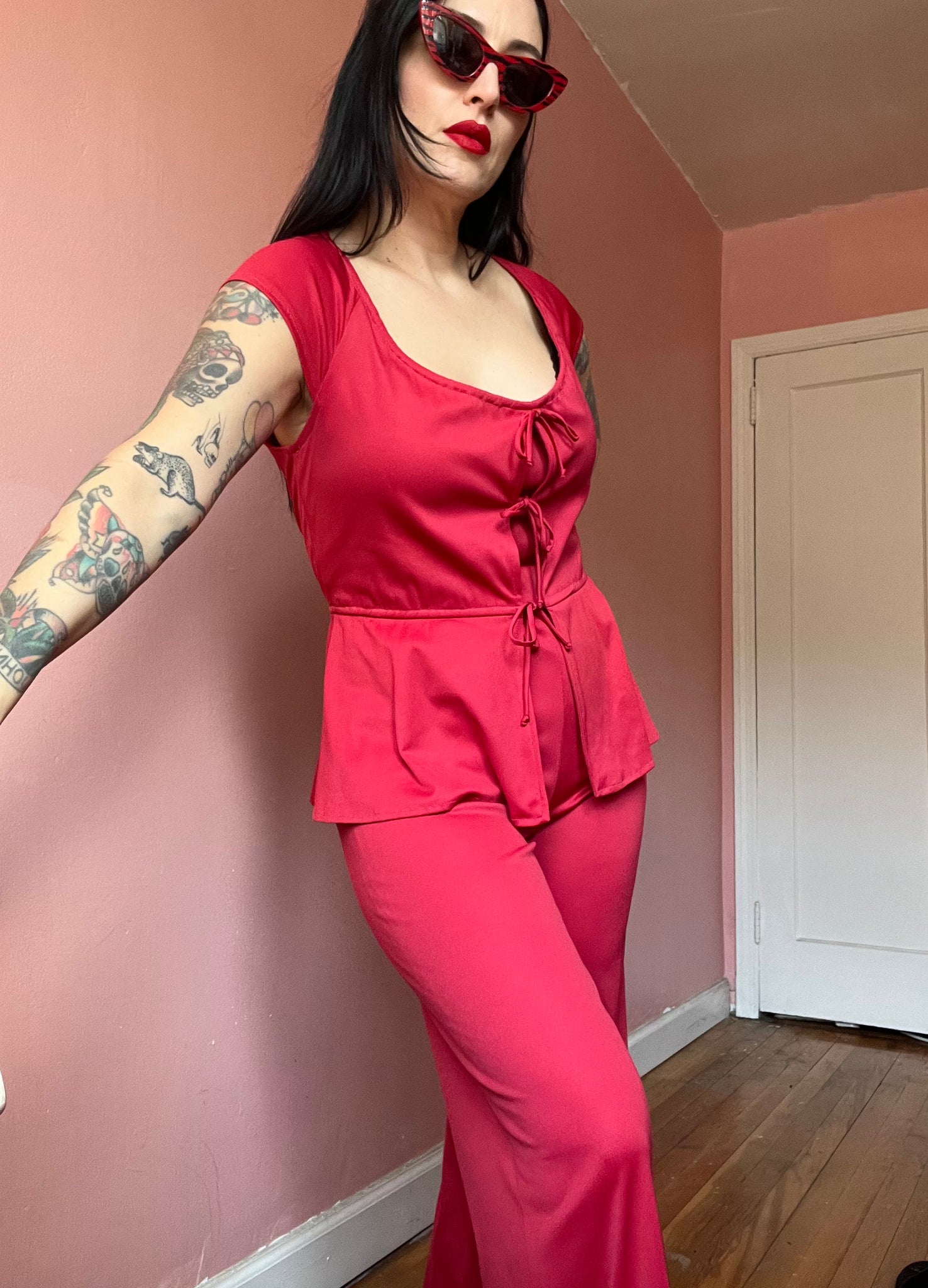 70s peplum Jumpsuit