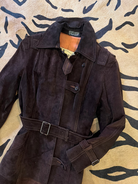 1970s brown suede trench coat