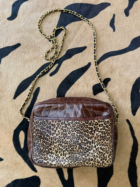 80s Croc leather printed hide purse