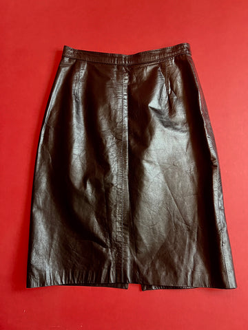 80s leather pencil Skirt