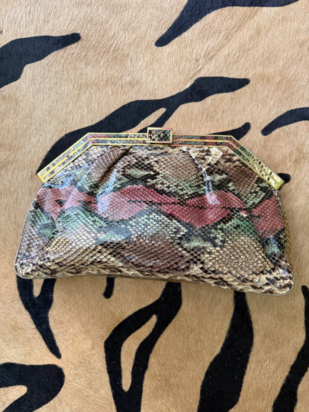 70s Snakeskin purse clutch