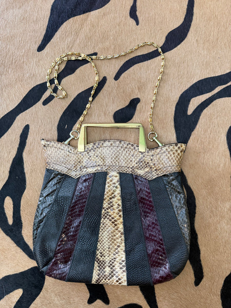 70s snakeskin paneled bag
