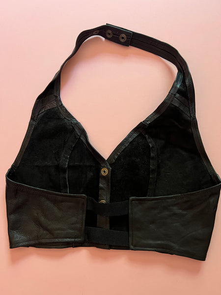 Deadstock Leather Snap Halter tops