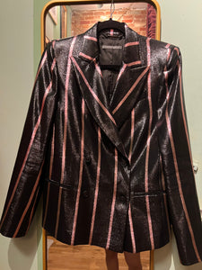 Alberta Ferretti Metallic Pink+ Black striped blazer