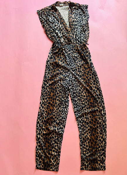 80s leopard jumpsuit L/XL