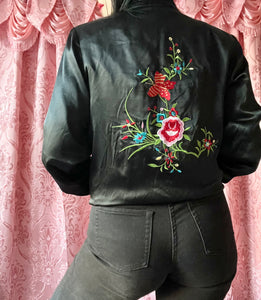 90s SILK embroidered bomber jacket
