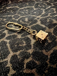Vintage Solid Brass Dice keychain