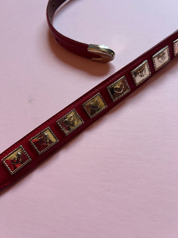 Nocona red leather belt with hearts - The Nightshift