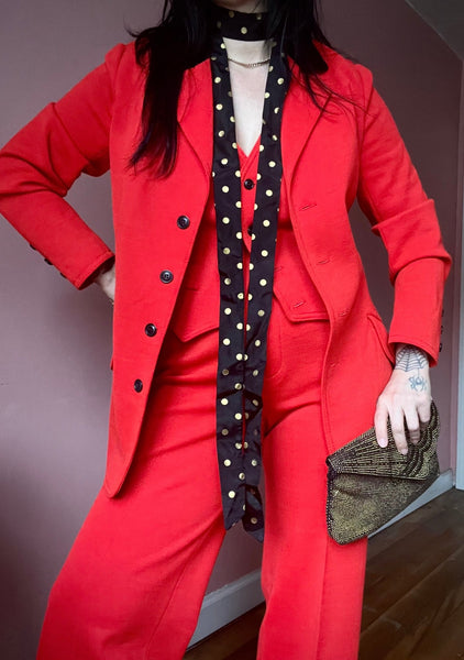 Vintage 3 Piece tomato red Suit - The Nightshift