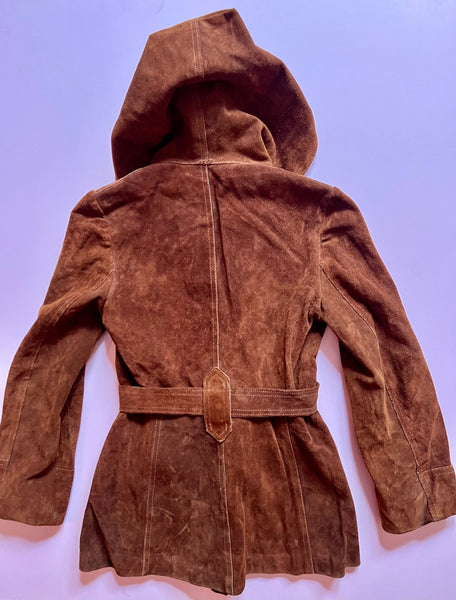 70s Whiskey Suede Leather Hooded jacket - The Nightshift