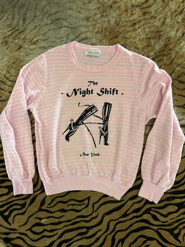 80s pink striped Sweatshirt - The Nightshift