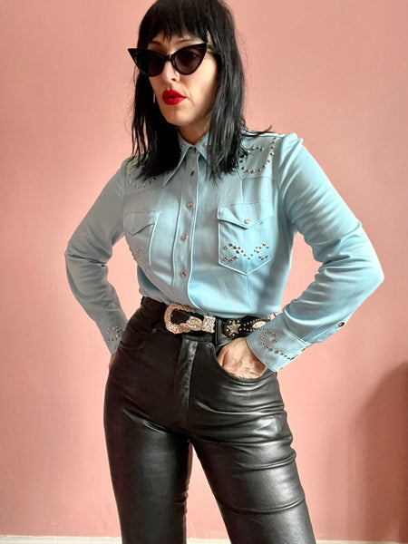 90s High Waisted Bootcut Leather pants - The Nightshift