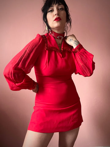 60s red mini dress