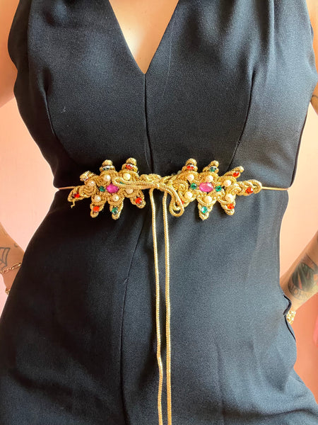 Vintage 60s palazzo jumpsuit w/ gold detailing
