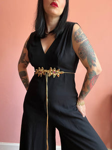 Vintage 60s palazzo jumpsuit w/ gold detailing