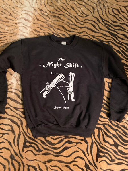 The Night Shift Crewneck-white ink - The Nightshift